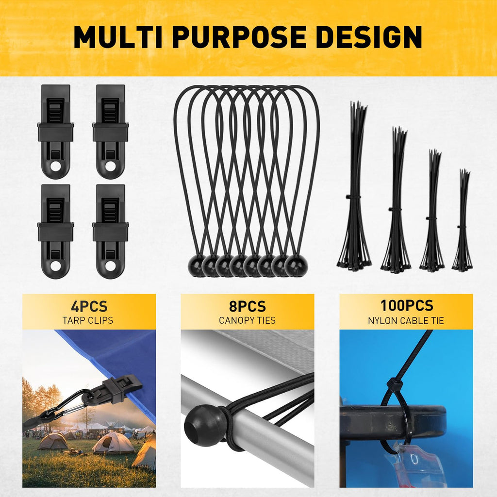Bungee Cords Heavy Duty Outdoor: 20 Pcs Premium Rubber Bungee Cords with Hooks in a Storage Jar Includes 10", 18", 24", 30", 36", 48" Bungee Cord for Camping, Tent, Fastening Items