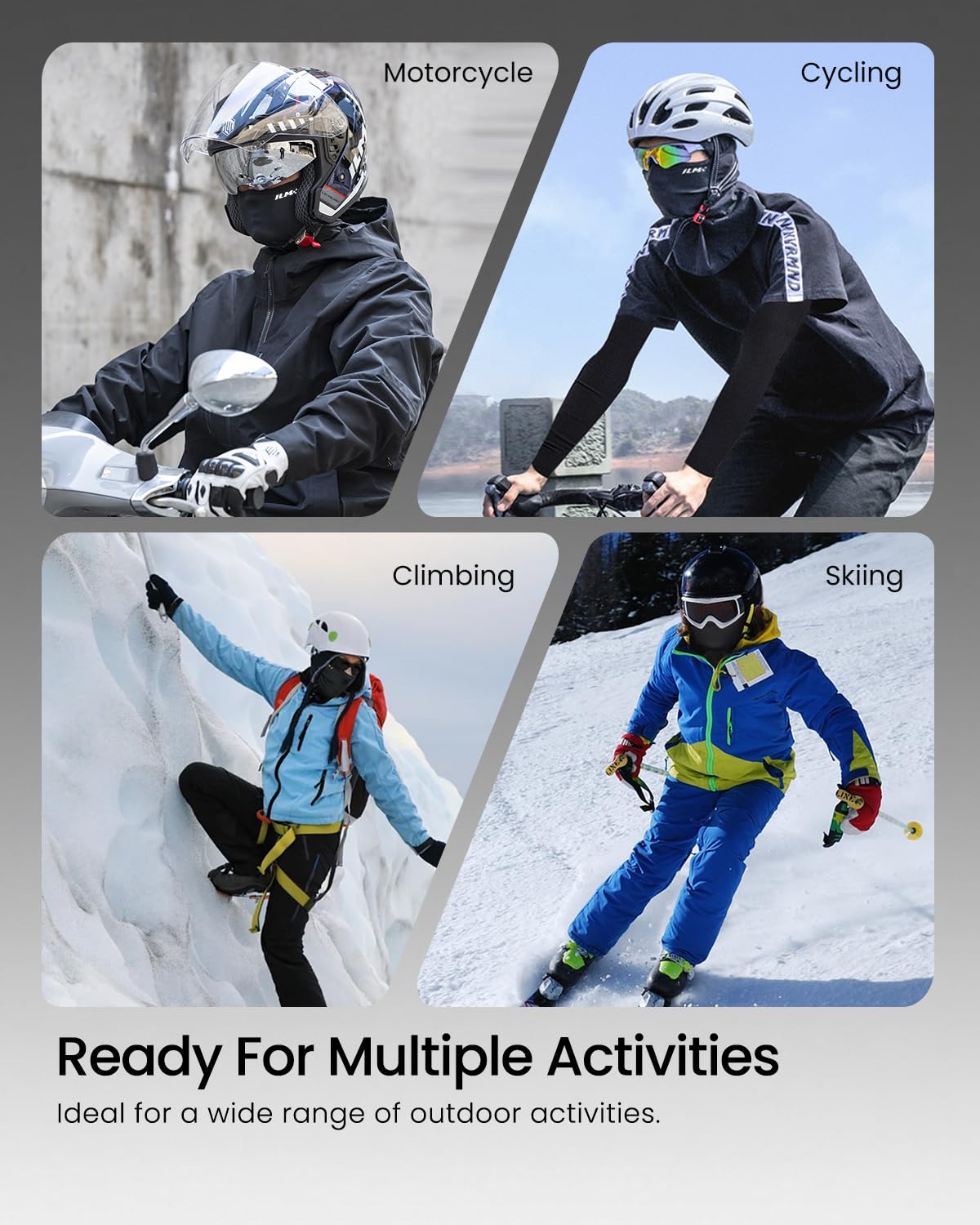 ILM Adult Motorcycle Balaclava Face Mask for Ski FM01A Men Women Black