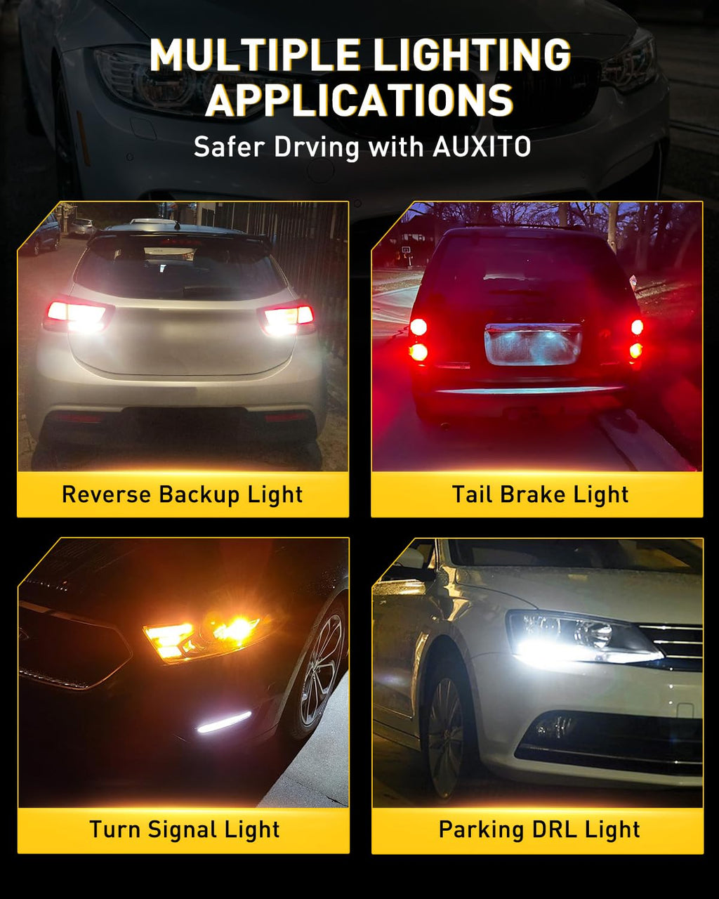 AUXITO 194 LED Bulbs for License Plate Light 168 175 2825 W5W T10 24-SMD 3014 Chipsets 6000K White for Car Dome Door Map Dash Courtesy Cargo License Plate Lights, Pack of 2