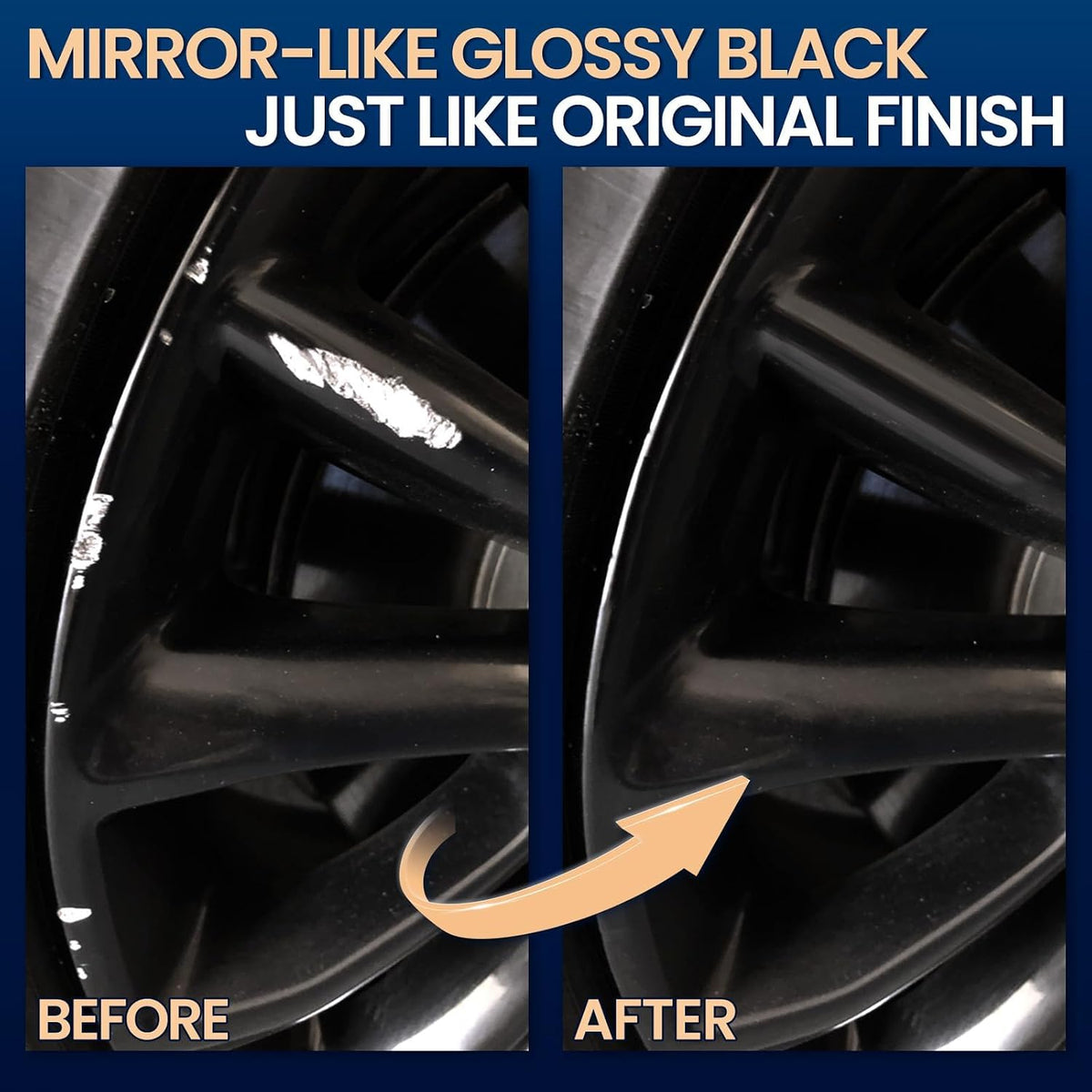 cocomfix Gloss Black Rim Touch Up Paint, Scratch & Curb Rash Repair Kit
