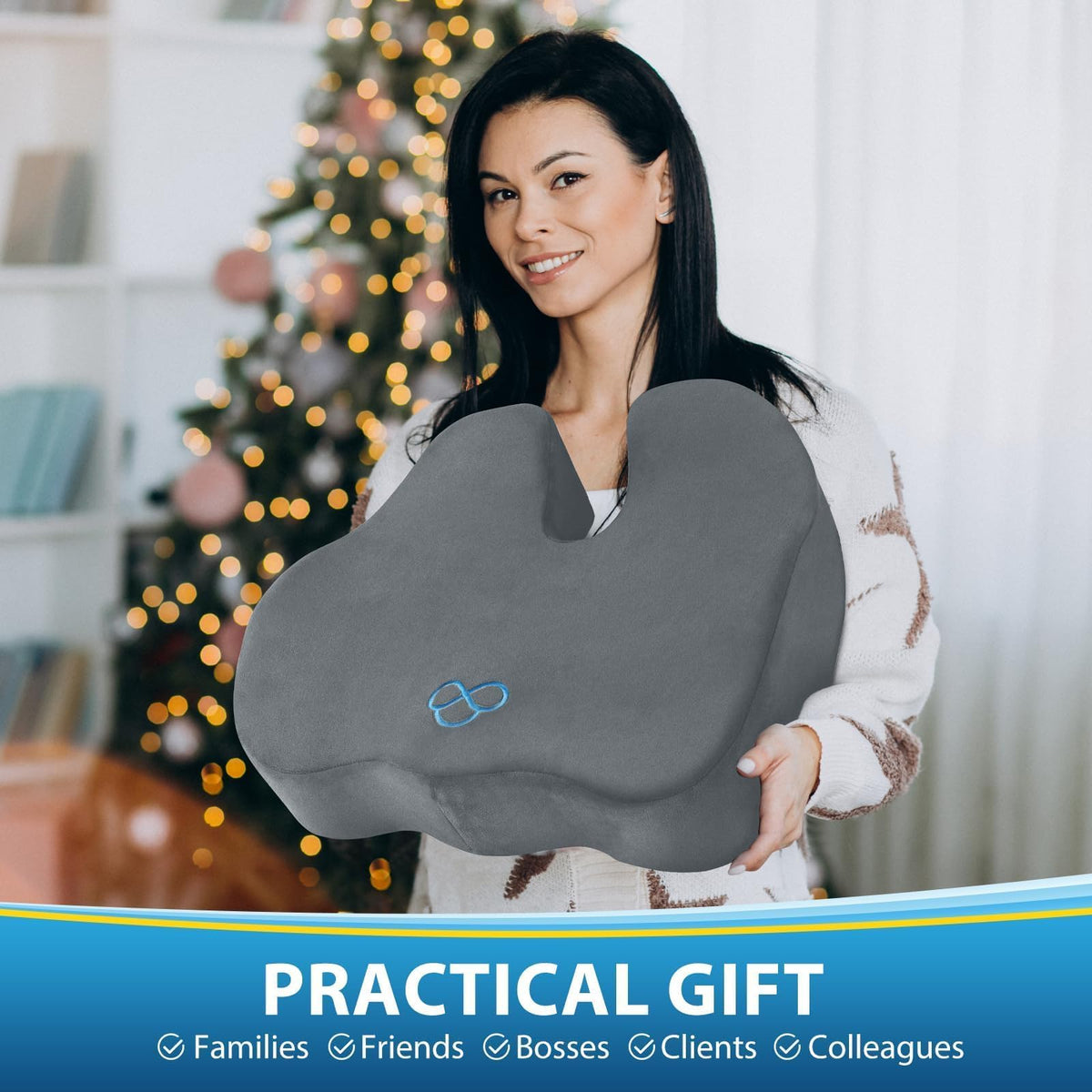 BlissTrends Memory Foam Seat Cushion for Office Chair & Car Seat, Black