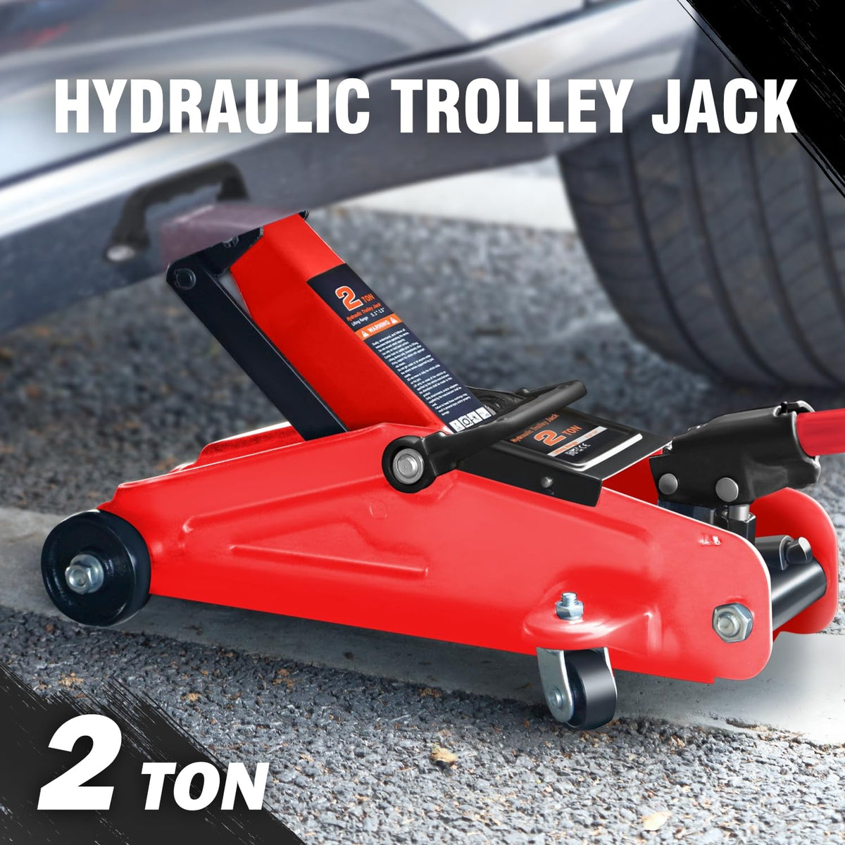 DNA Motoring TOOLS-00234 Low Profile Hydraulic Trolley Service/Floor Jack, 2 Ton (4000 lbs) Capacity, Lifting Range 5.1"-13", Black