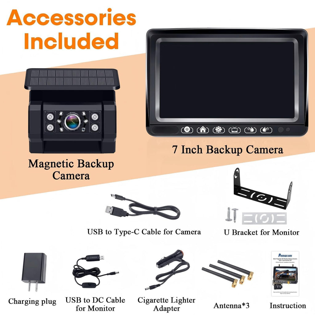1080P HD Wireless Backup Camera - 1 Minute Magnetic Easy Install No Wiring