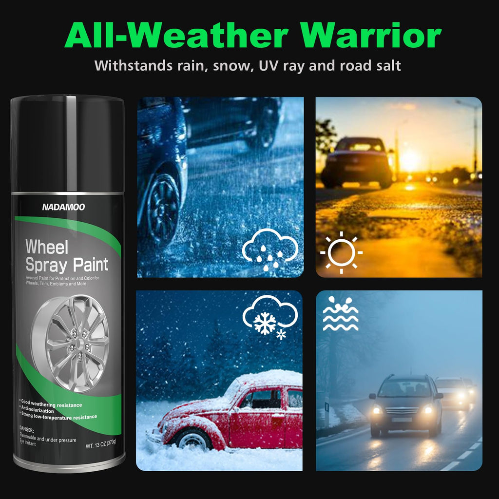 NADAMOO Black Spray Paint for Wheels, Semi-Gloss