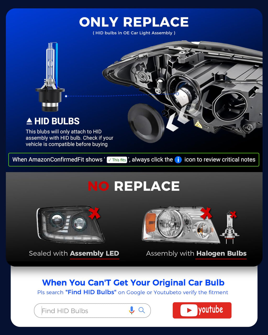 Marsauto D3S HID Bulbs, 66340 42403 42302 (42403C1) for HID Xenon, 6000K Cold White 35W Light Bulb, Plug and Play, Pack of 2