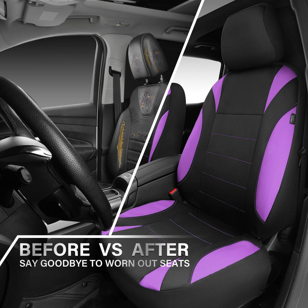 CAR PASS Waterproof Car Seat Covers Front Seats Only with 5mm Composite EVA, Neoprene Car Seat Cover with Separate Headrest Cover, Quick Setup Universal Fit for Car SUV Trucks,Airbag Compatible（Gray