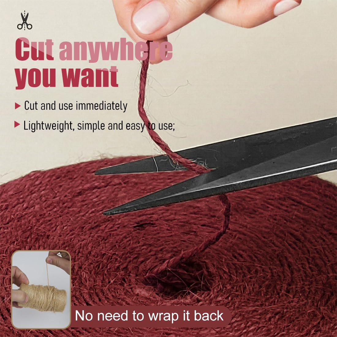 SMART&CASUAL 2mm Natural Jute Twine String Thin for Craft Plant Garden Gift Wrapping Christmas Handmade Art Decoration Packing String Home Art Decoration (Brown) (800 Ft (244M))