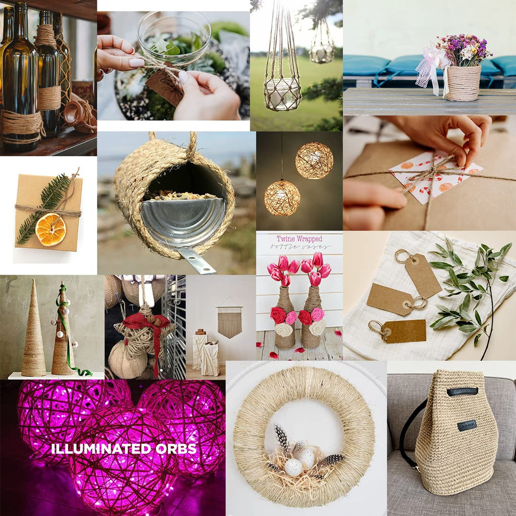 SMART&CASUAL 2mm Natural Jute Twine String Thin for Craft Plant Garden Gift Wrapping Christmas Handmade Art Decoration Packing String Home Art Decoration (Brown) (800 Ft (244M))