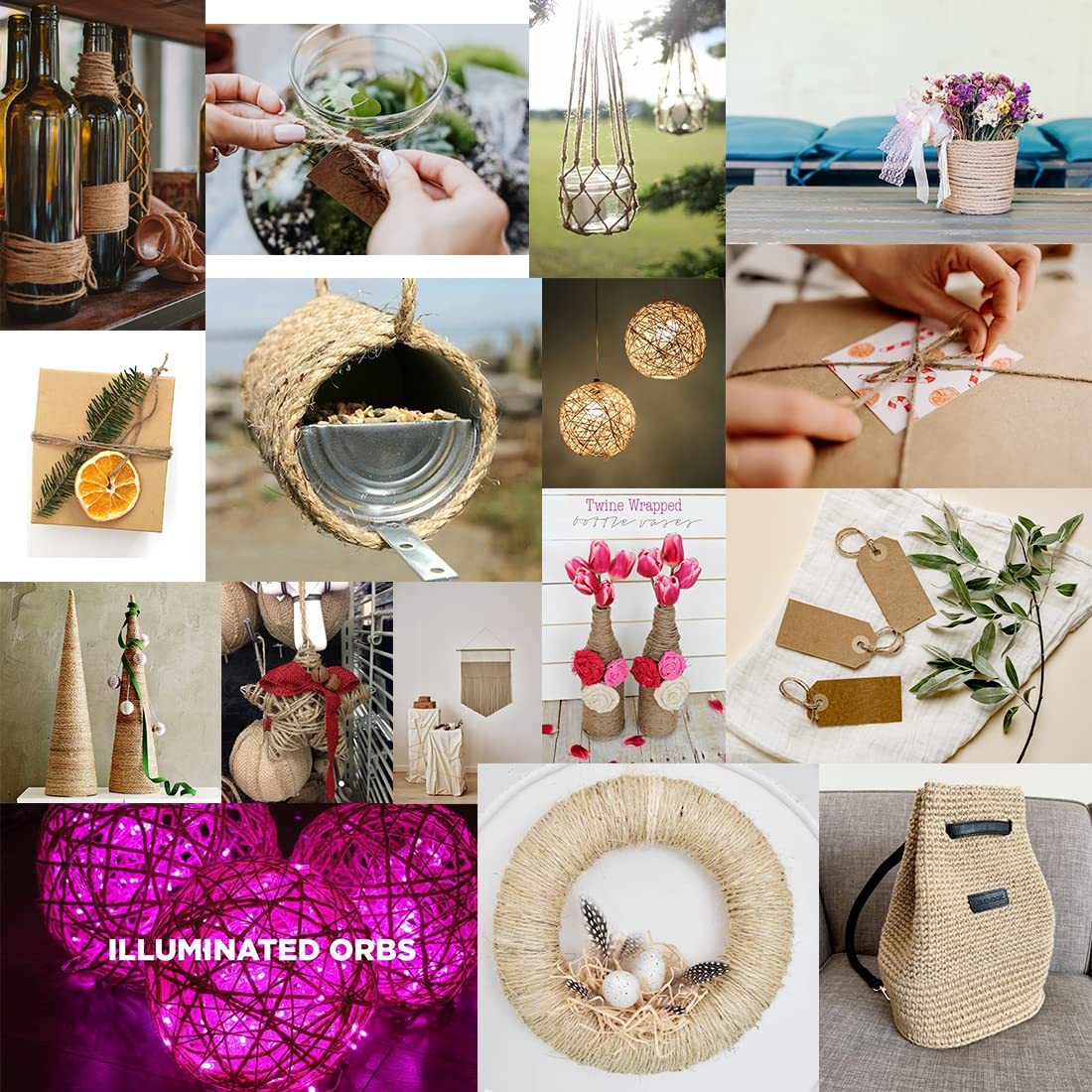 SMART&CASUAL 2mm Natural Jute Twine String Thin for Craft Plant Garden Gift Wrapping Christmas Handmade Art Decoration Packing String Home Art Decoration (Brown) (800 Ft (244M))