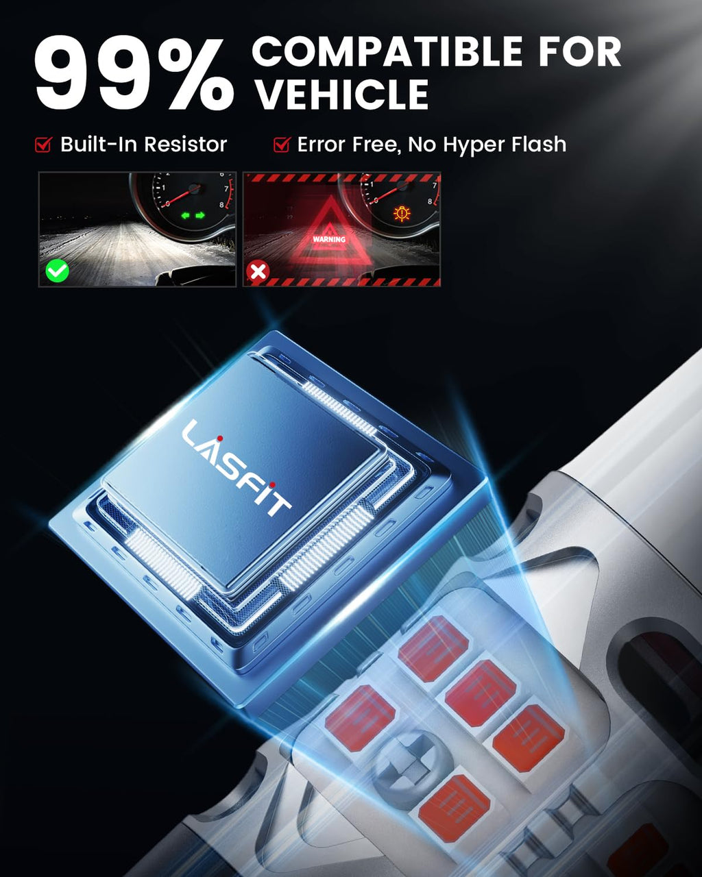 LASFIT 921 LED Bulb Reverse Lights, 912 T15 Back Up Light CANBUS Error Free W16W 906 Reversing Bulb 904 916 6000K Xenon White New Upgrade Design, Plug and Play (Pack of 2)