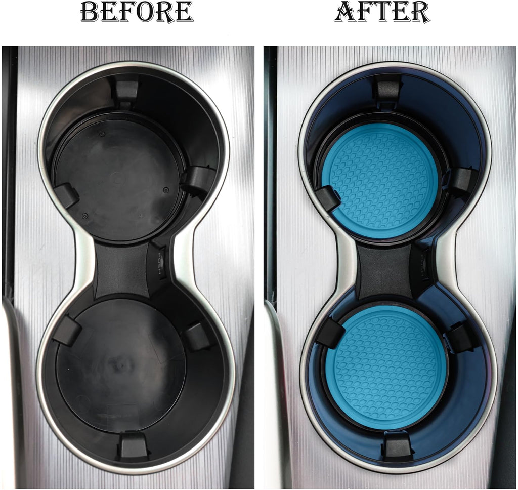SINGARO Car Cup Coaster, 4PCS Universal Non-Slip Cup Holders Embedded in Ornaments Coaster, Car Interior Accessories, Black