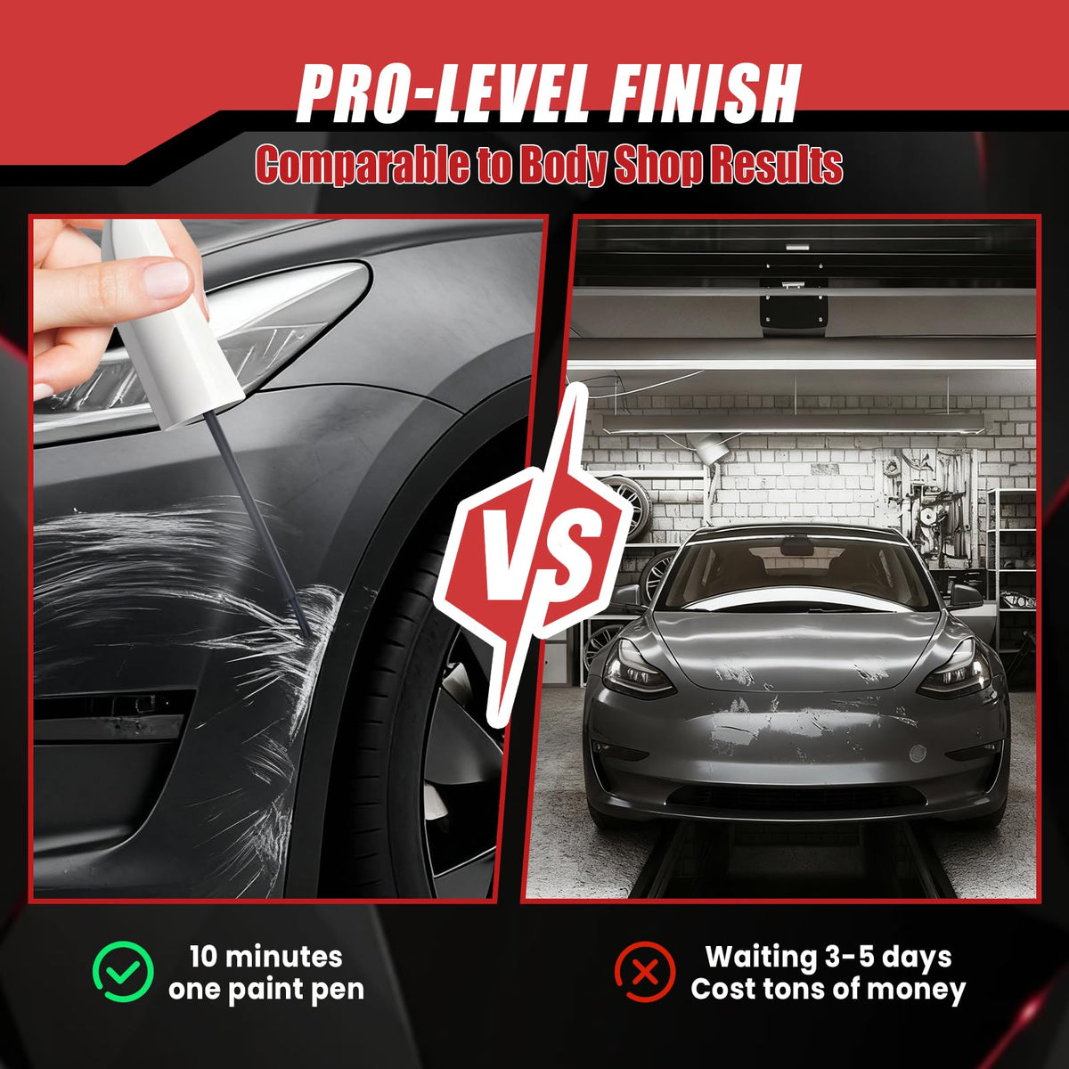 Touch Up Paint for Cars (Pearl White Multi-Coat PPSW), Compatible with Tesla Model Y/3/X/S, 0.4 fl oz Color Accurate 2-in-1 Car Paint Scratch Repair Pen, Easy to Use, Fast-Drying, Long-Lasting