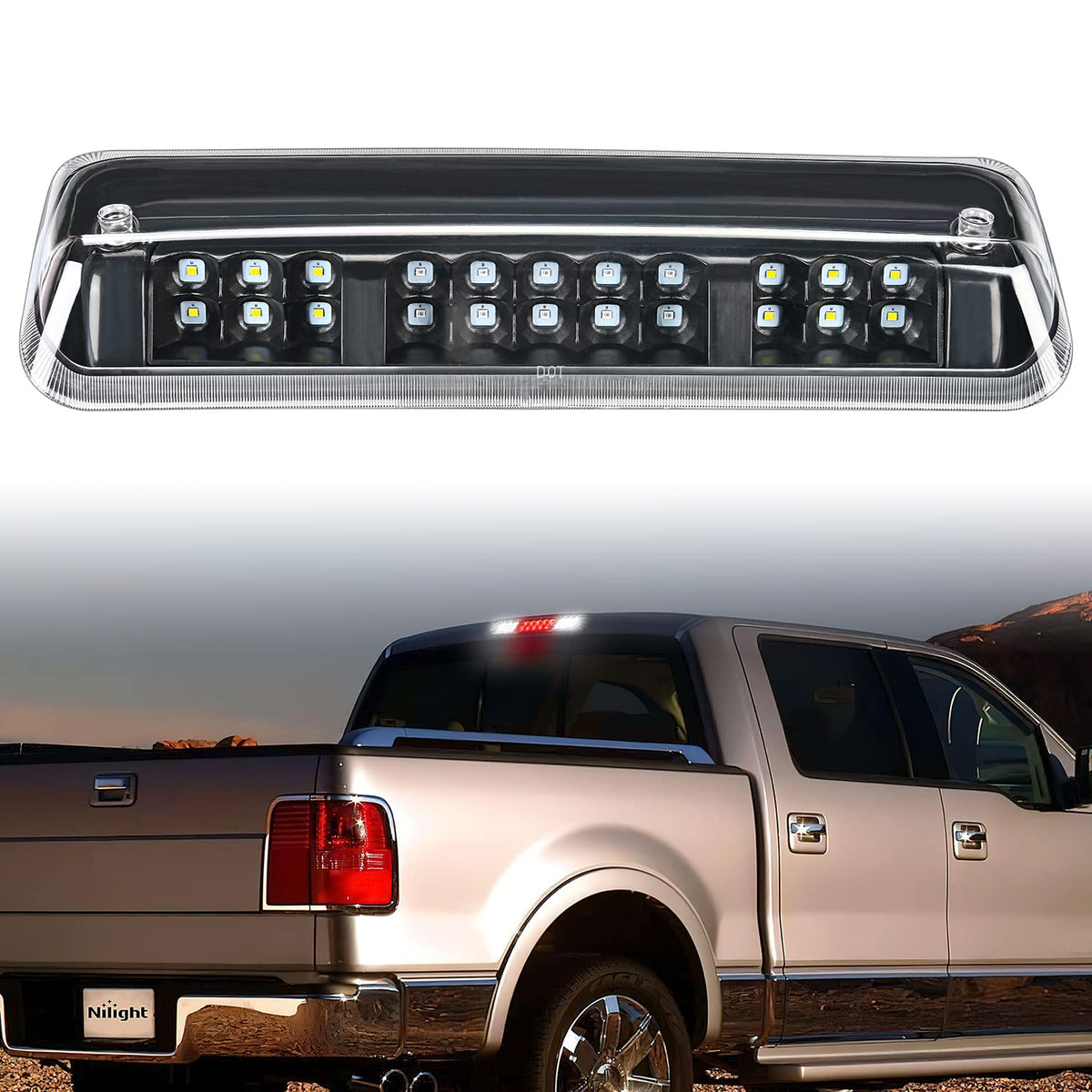 Nilight Third Brake Light for Ford F-150 2009-2014, Smoked Lens