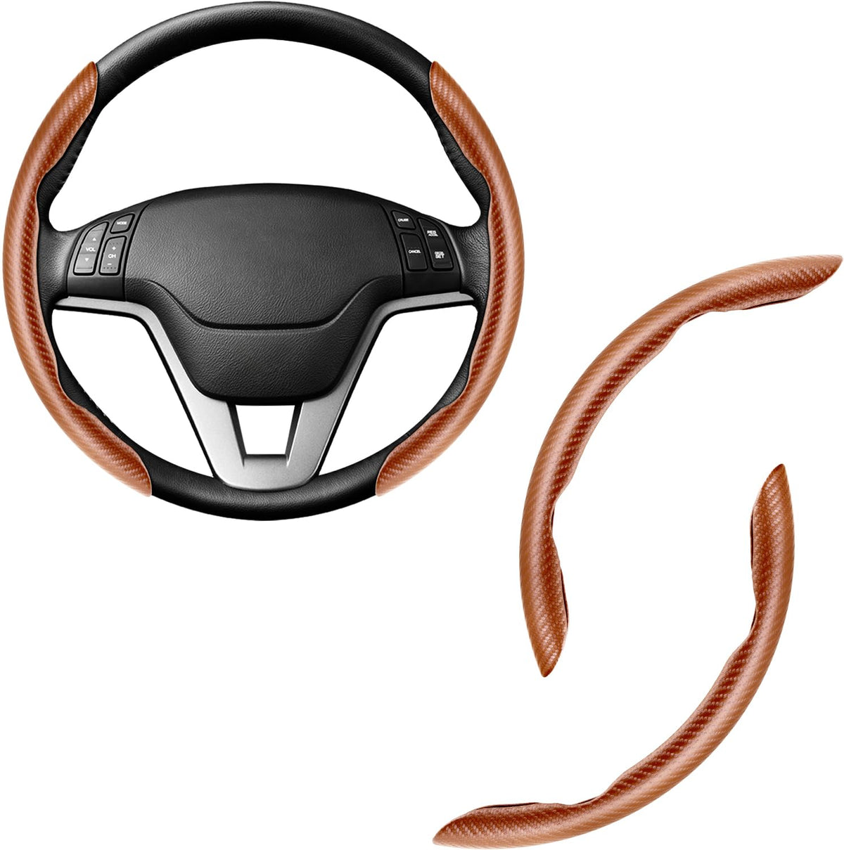 3pcs Carbon Fiber Anti-Skid Steering Wheel Cover, Waterproof & Segmented Butterfly Design, Universal 99% Vehicle Wheel Cover Protector, Car Interior Accessories (Black-3pcs)