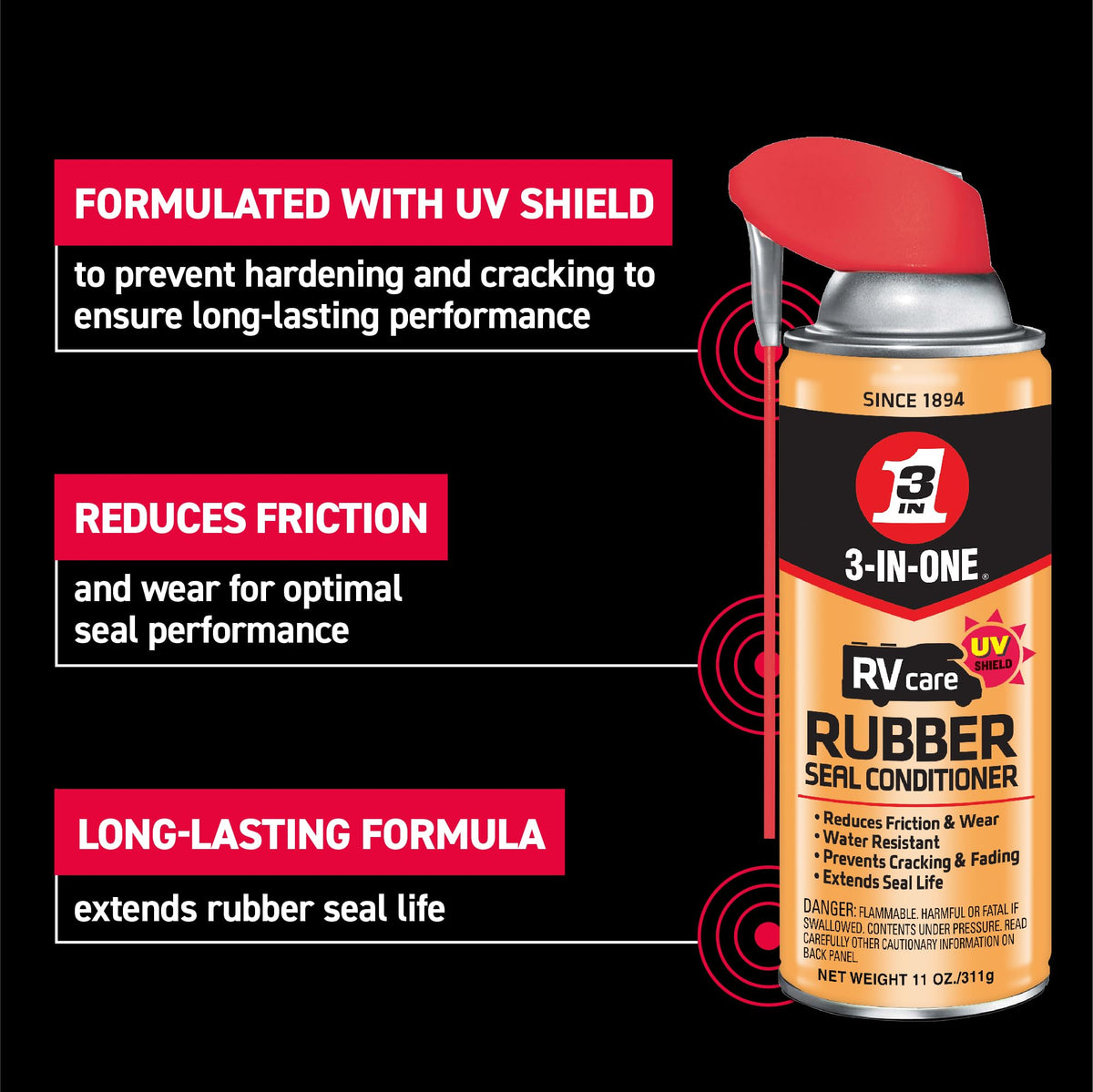 3-IN-ONE RVcare Window & Track Dry Lube with SMART STRAW SPRAYS 2 WAYS, 10 OZ