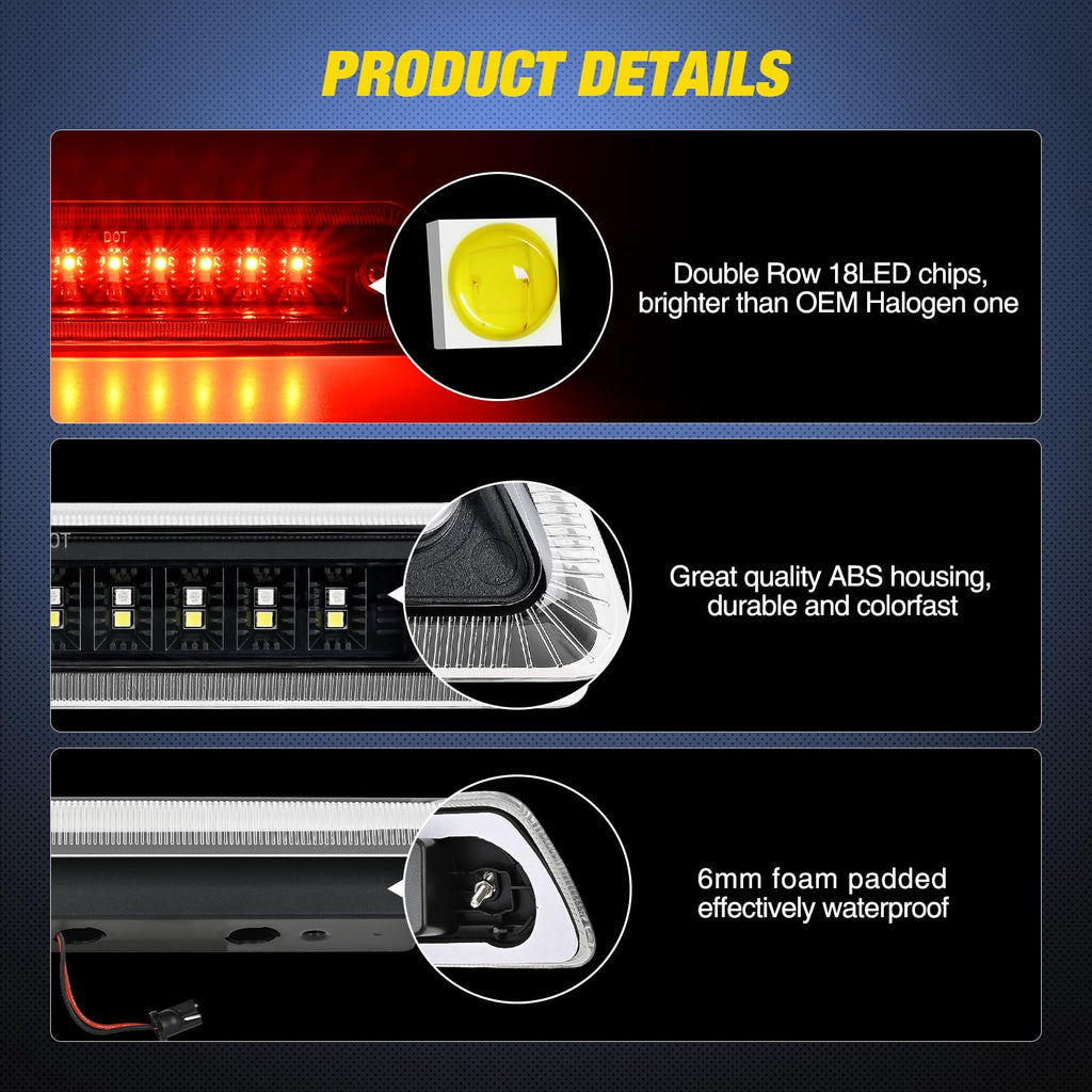Nilight Third Brake Light for Ford F-150 2009-2014, Smoked Lens