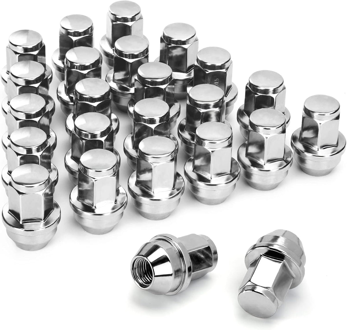 dynofit 24pcs 14x1.5 OEM/Stock Lug Nuts for 2015-2026 Expedition/F-150, M14-1.5 One-Piece Design Factory Chrome Wheel Lugnuts for Lincoln 2015-2026 Navigator, 21mm Hex Anti-Rusting Updated