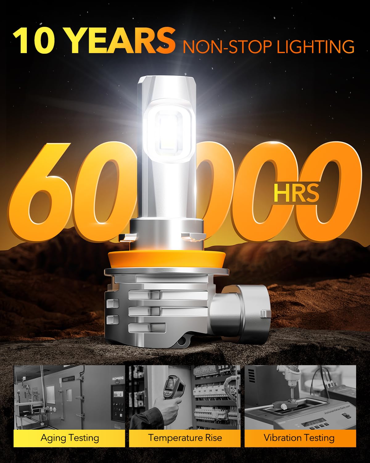 OXILAM H7 LED Light Bulb, 60000LM 10X Brighter 6500K White, Anti-Flicker, 60,000Hrs Lifespan, Plug and Play, H7 Fog Compatible with Cars Trucks SUVs, Pack of 2