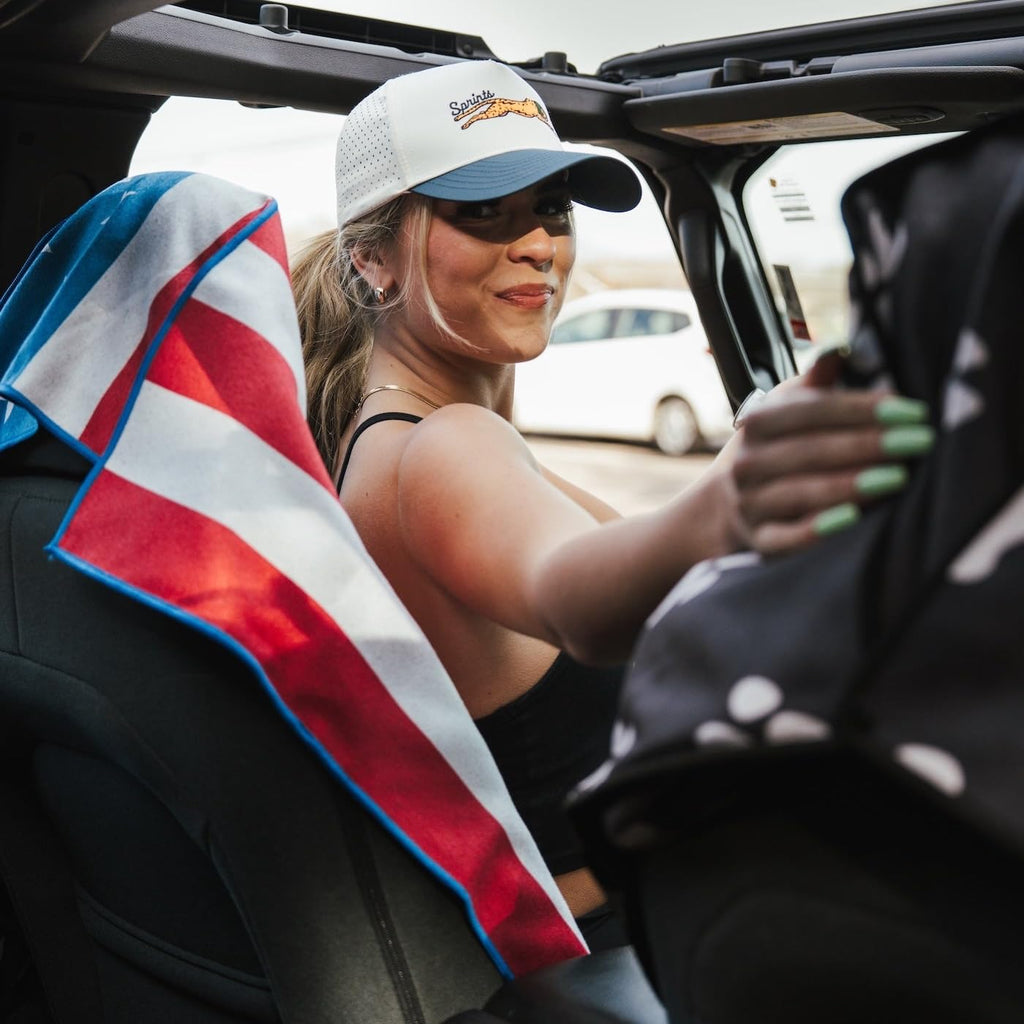Sprints Prints Athletic Running Towel, Full-Sized, Car Seat Cover - Moisture Wicking (Midnight Mile)