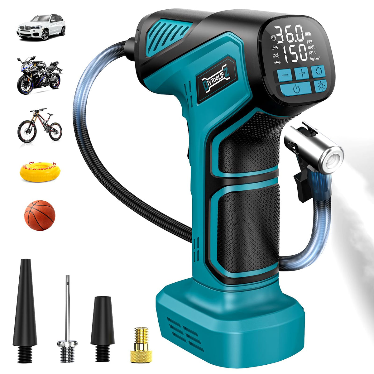 DIYtoolifz 160PSI Portable Tire Inflator Compatible with Dewalt 20V Battery
