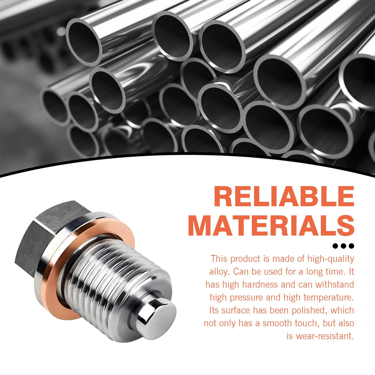 M14x1.5 Magnetic Oil Drain Plug, Magnetic Stainless Steel Oil Pan Drain Nut Bolt with 5PCS Copper Crush Washer Anti Leakage, Universal Leak-proof Replacement,Fits Most Cars,Motorcycles,Boats