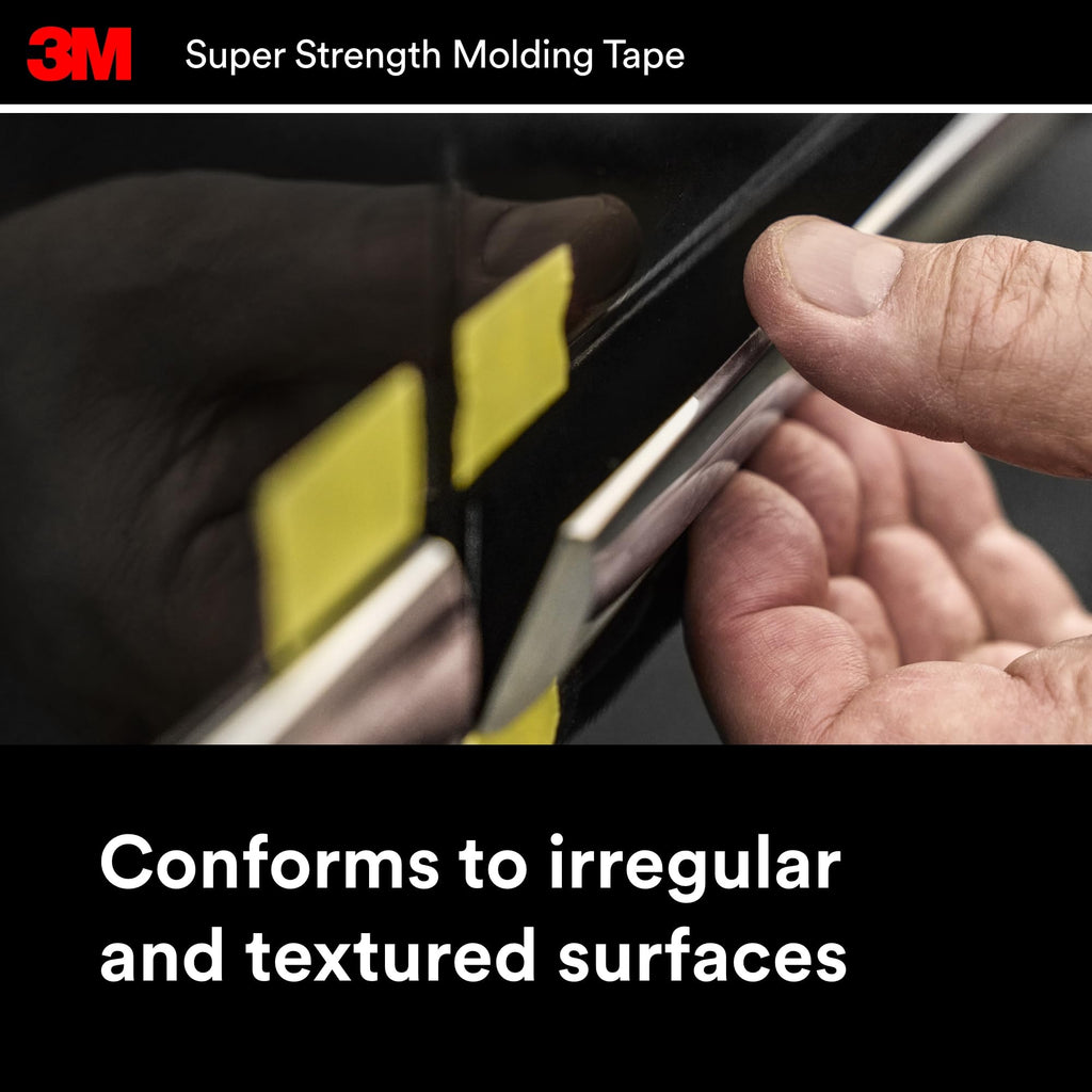 3M Super-Strength Molding Tape, 1/2 in x 15 ft, High Double-Sided Adhesive, Permanently Attaches Side Moldings, Trim and Emblems to Interior and Exterior of Vehicles (03614)