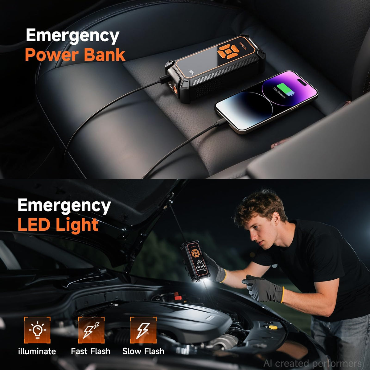 OlarHike Tire Inflator Portable Air Compressor,Dual Power-3*2000mAh &12V DC