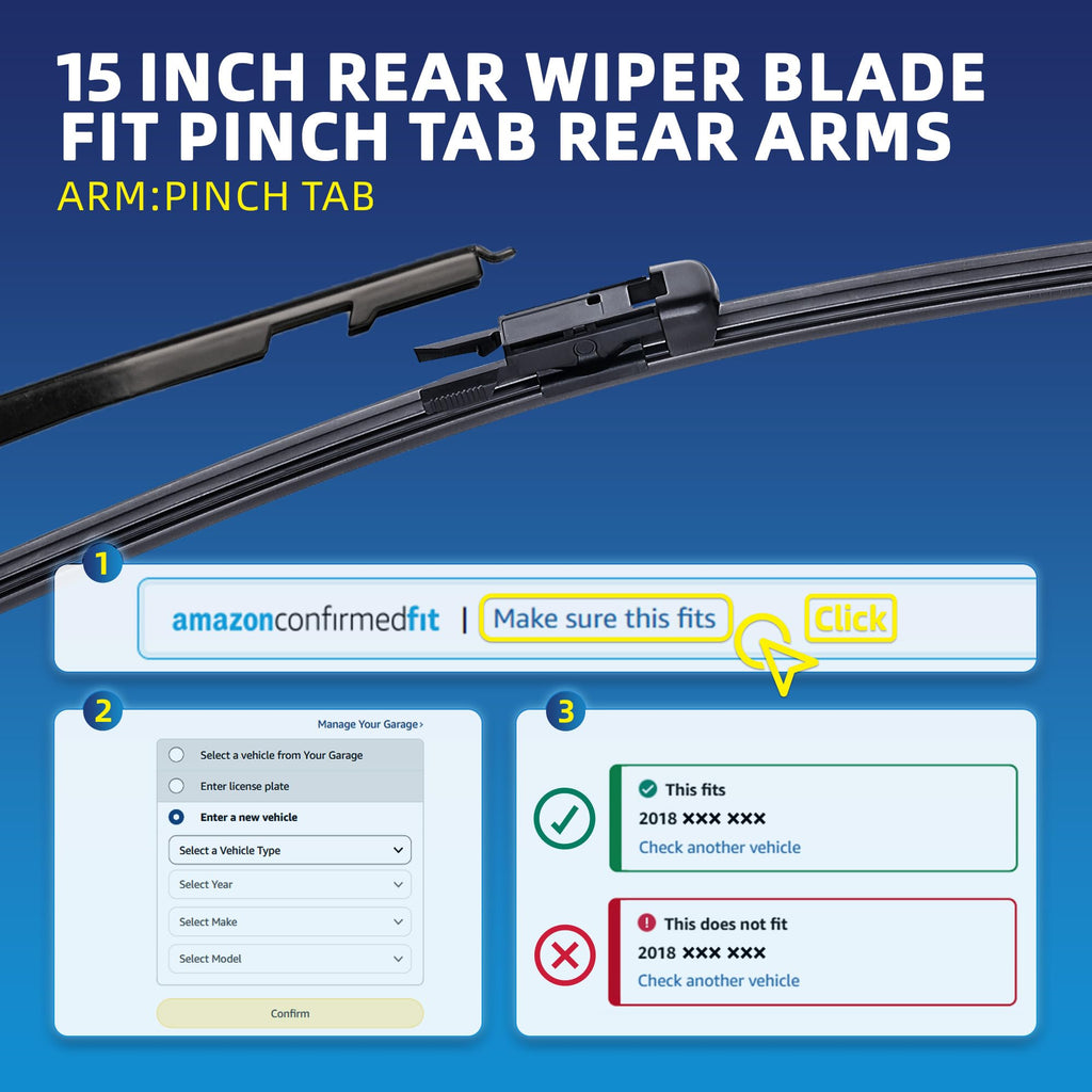 5 PLUS RearQuiet 12 Inch Rear Wiper Blade,OEM Replacement Rear Window Wiper