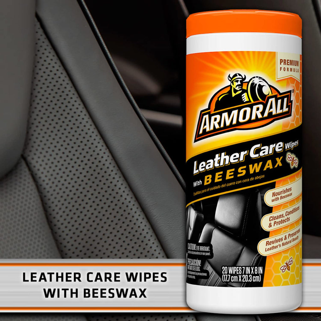 Armor All Car Leather Wipes, Cleans, Conditions, Protects, 20 Count