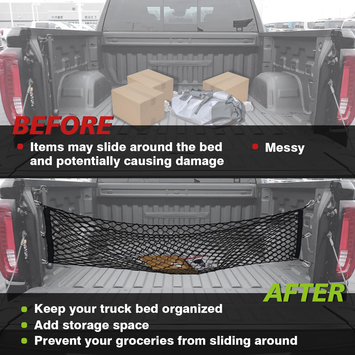 Muslogy Cargo Net for 2013-2026 Chevy Silverado GMC Sierra 1500/2500/3500HD