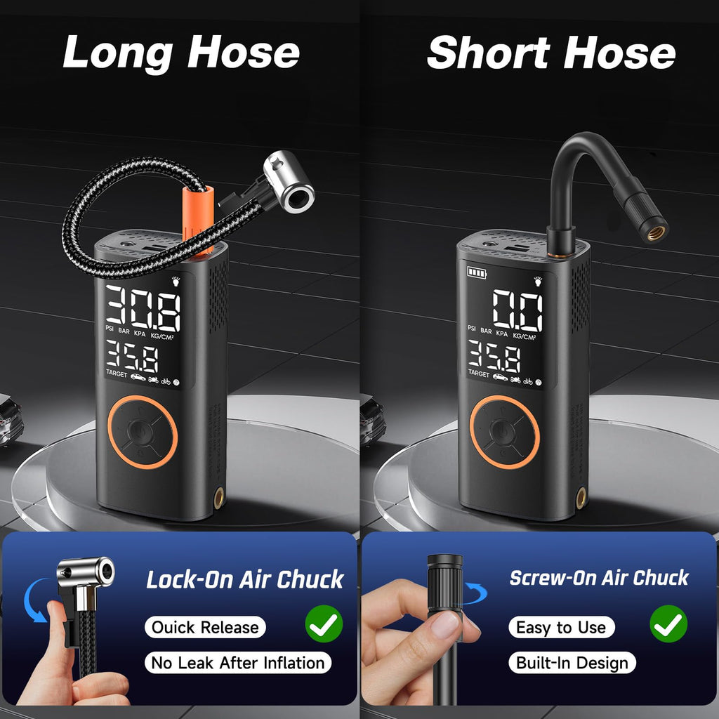 OlarHike Tire Inflator Portable Air Compressor,Built-in Short Hose