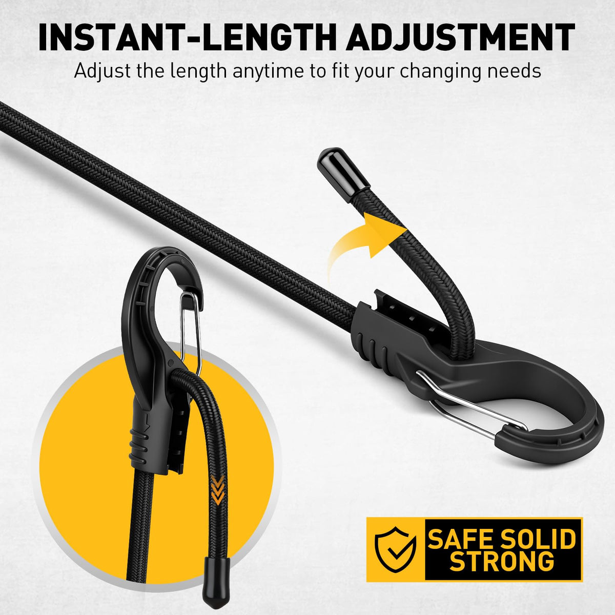 Bungee Cords Heavy Duty Outdoor: 20 Pcs Premium Rubber Bungee Cords with Hooks in a Storage Jar Includes 10", 18", 24", 30", 36", 48" Bungee Cord for Camping, Tent, Fastening Items