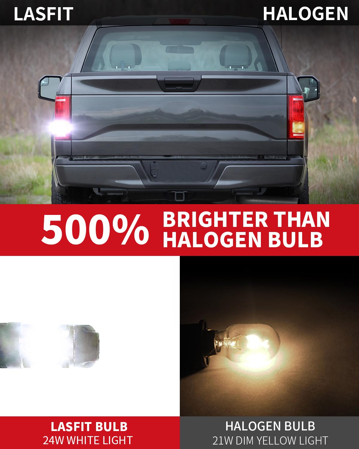 LASFIT 921 LED Bulb Reverse Lights, 912 T15 Back Up Light CANBUS Error Free W16W 906 Reversing Bulb 904 916 6000K Xenon White New Upgrade Design, Plug and Play (Pack of 2)