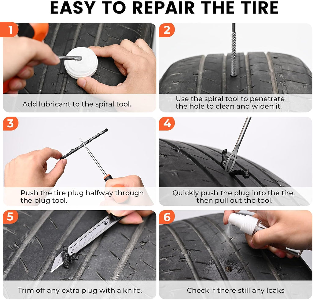 ETENWOLF Flat Tire Repair Kit with Plugs 16 Pcs, Heavy Duty Tire Plug Kit