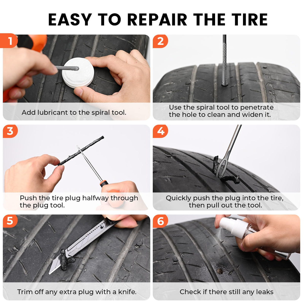 ETENWOLF Flat Tire Repair Kit with Plugs 16 Pcs, Heavy Duty Tire Plug Kit