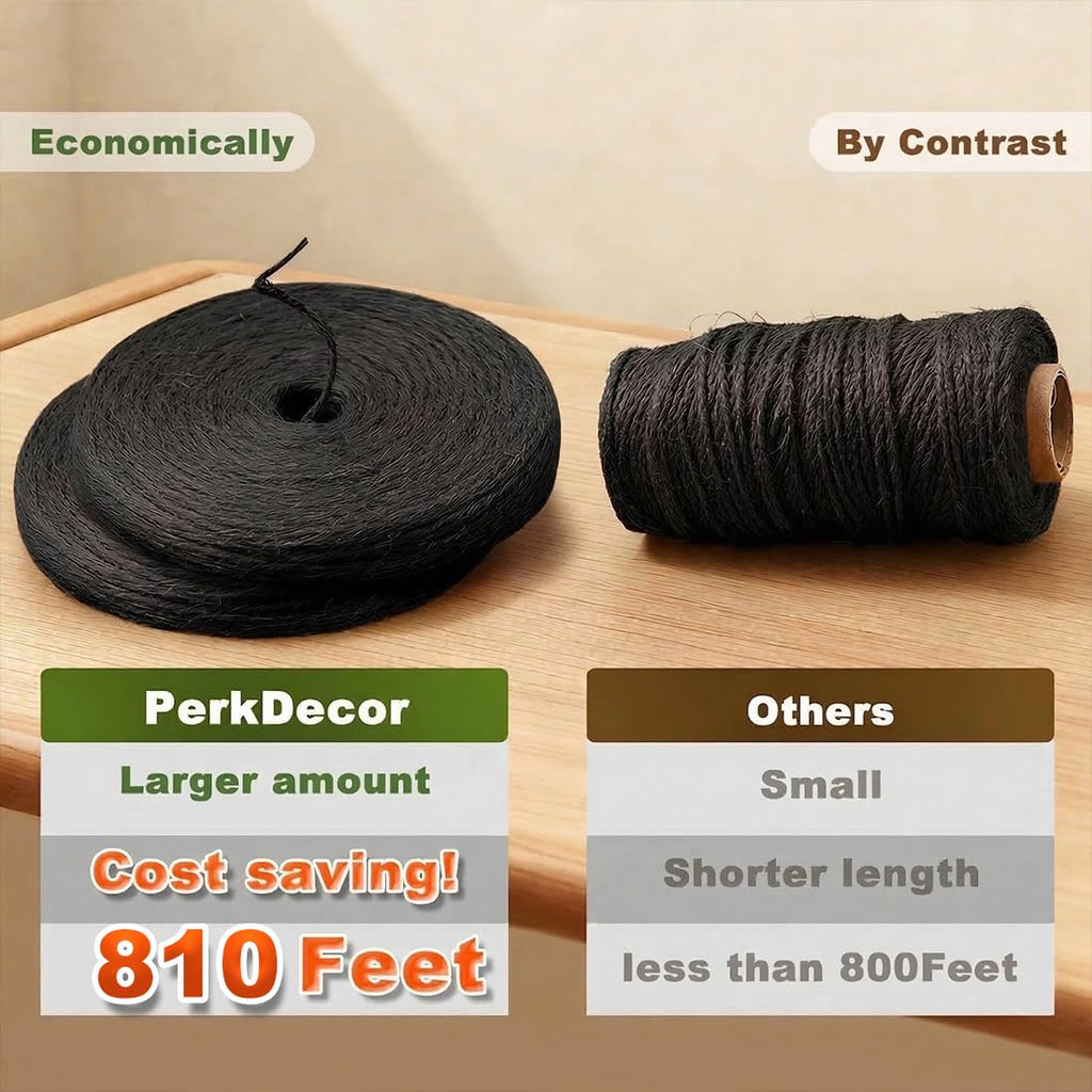 1000FT Natural Jute Twine String Bulk Hemp Rope Cord for Crafts Gardening Gift Wrapping Wedding Décor Packing Material Burlap Ribbon Christmas Knitting Macrame Decoration (Brown 2mm* 1000ft)