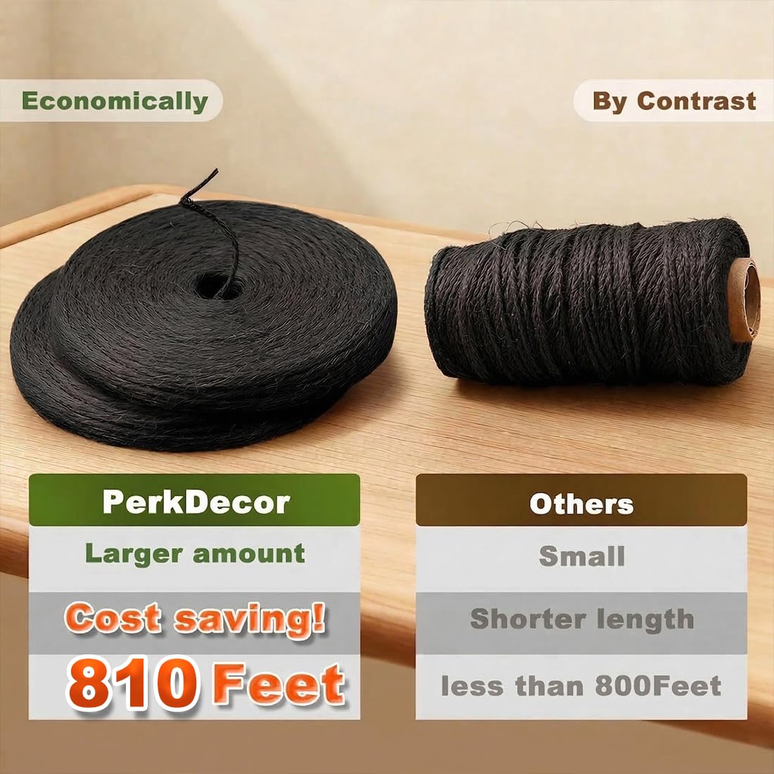 1000FT Natural Jute Twine String Bulk Hemp Rope Cord for Crafts Gardening Gift Wrapping Wedding Décor Packing Material Burlap Ribbon Christmas Knitting Macrame Decoration (Brown 2mm* 1000ft)