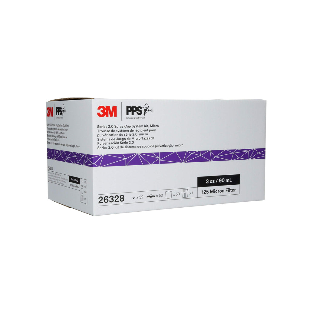 3M 26000 PPS 2.0 Spray Gun Cup, Lids and Liners Kit, Standard, 200-Micron Filter, 22 Ounces, BLACK,SILVER