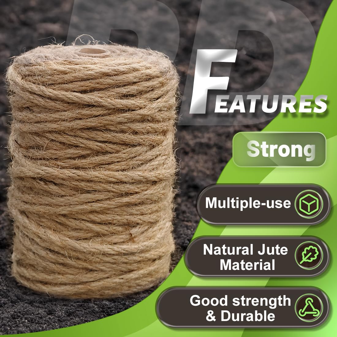 1000FT Natural Jute Twine String Bulk Hemp Rope Cord for Crafts Gardening Gift Wrapping Wedding Décor Packing Material Burlap Ribbon Christmas Knitting Macrame Decoration (Brown 2mm* 1000ft)
