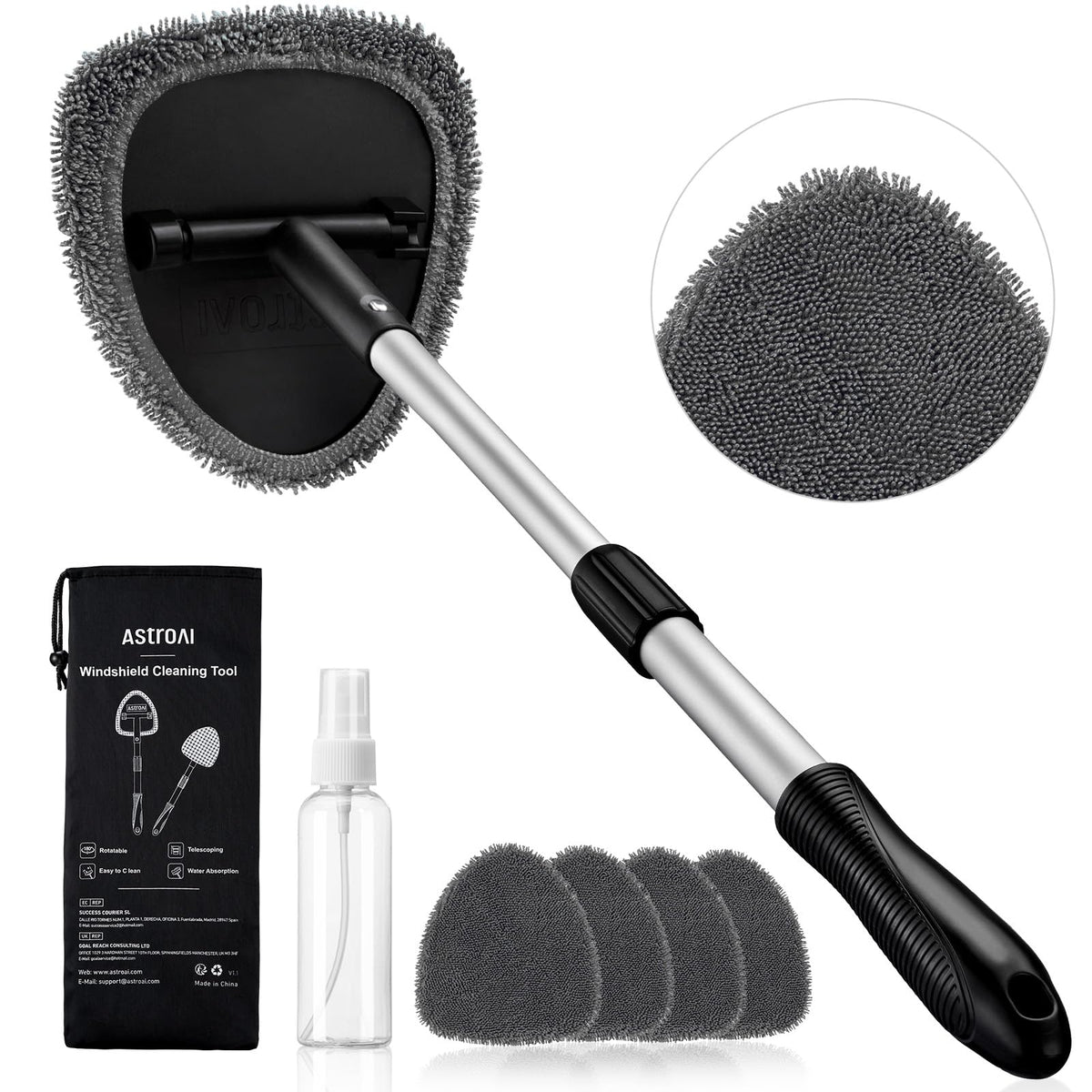 AstroAI 21" Extra-Long Windshield Cleaner Tool & Car Interior Detailing Kit