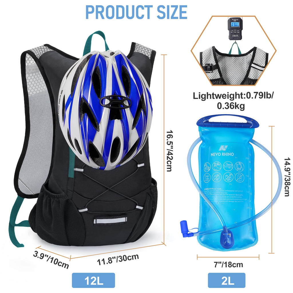 Lightweight Hydration Backpack, Running Backpack with 2L Water Bladder
