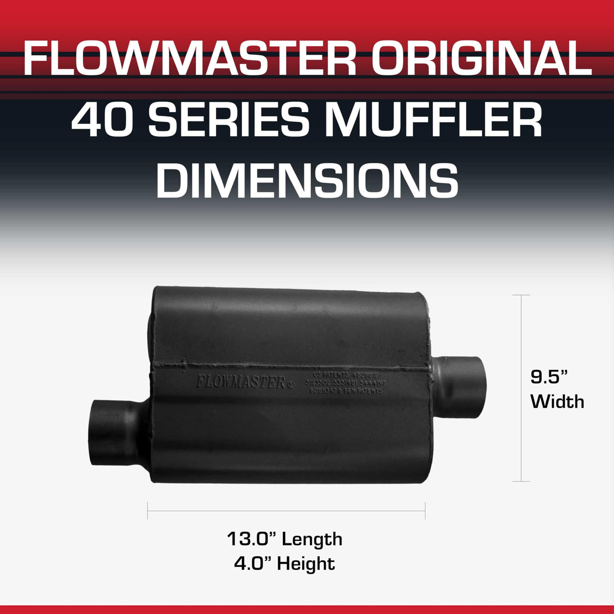 Flowmaster 40 Series Chambered Muffler – 3.00" Center In / 2.50" Dual Out