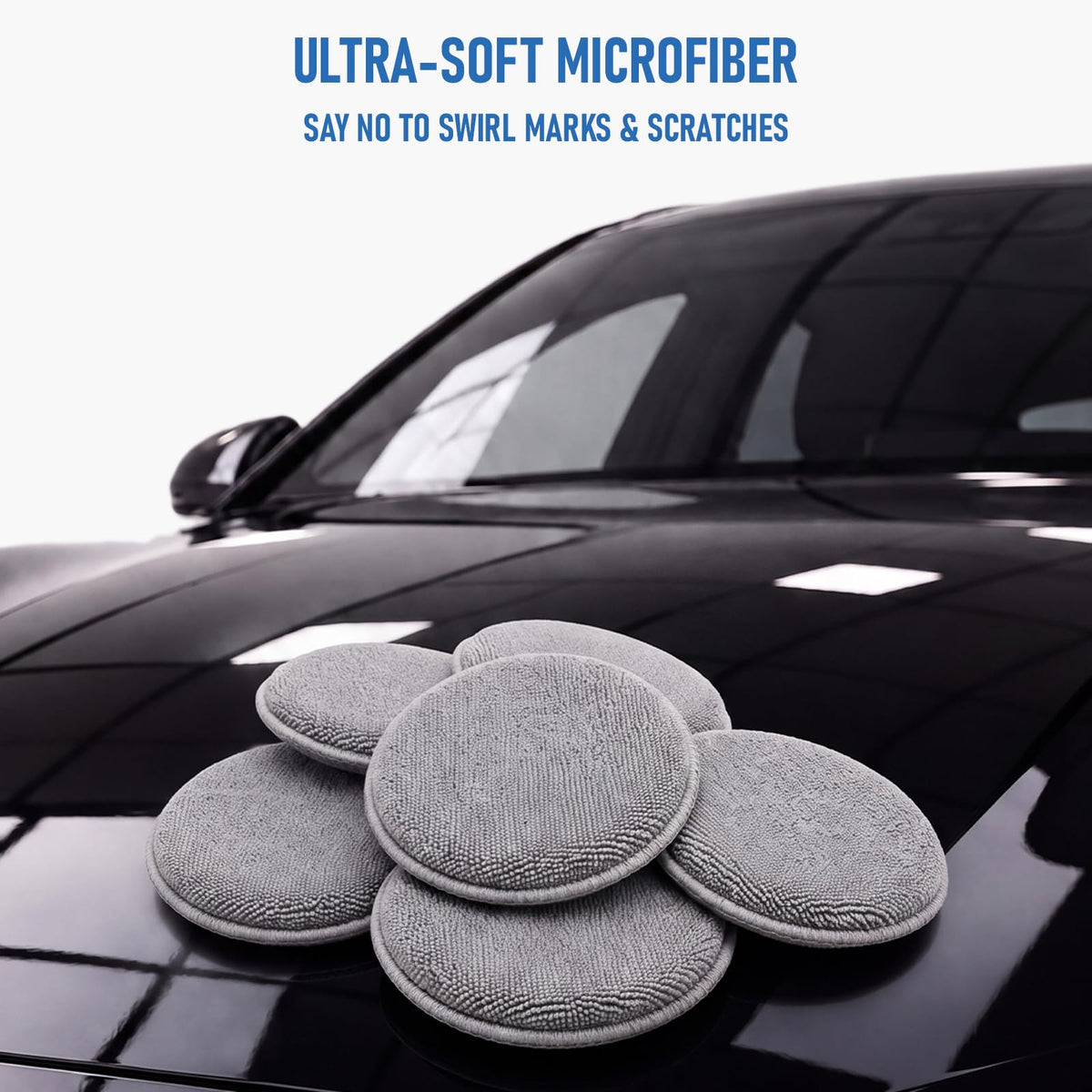 FONAROLL Microfiber Wax Applicator Pads, Car Wax Applicator, Buffing & Detail Polishing Foam Pads for Car Cleaning and Fine Polishing (5" Diameter, 6 Pack)…