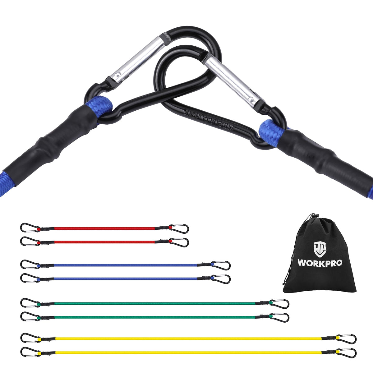 WORKPRO Bungee Cords with Hooks, Heavy Duty Outdoor Bungee Strap, 22-Piece