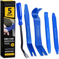 Tresalto Auto Trim Removal Tool Kit - 5 Piece set for Dash, Door Panel, Clip Remover - Scratch-Resist Nylon Pry Tools for Interior Car Trims Work - Panel Prying Tools Included - Blue