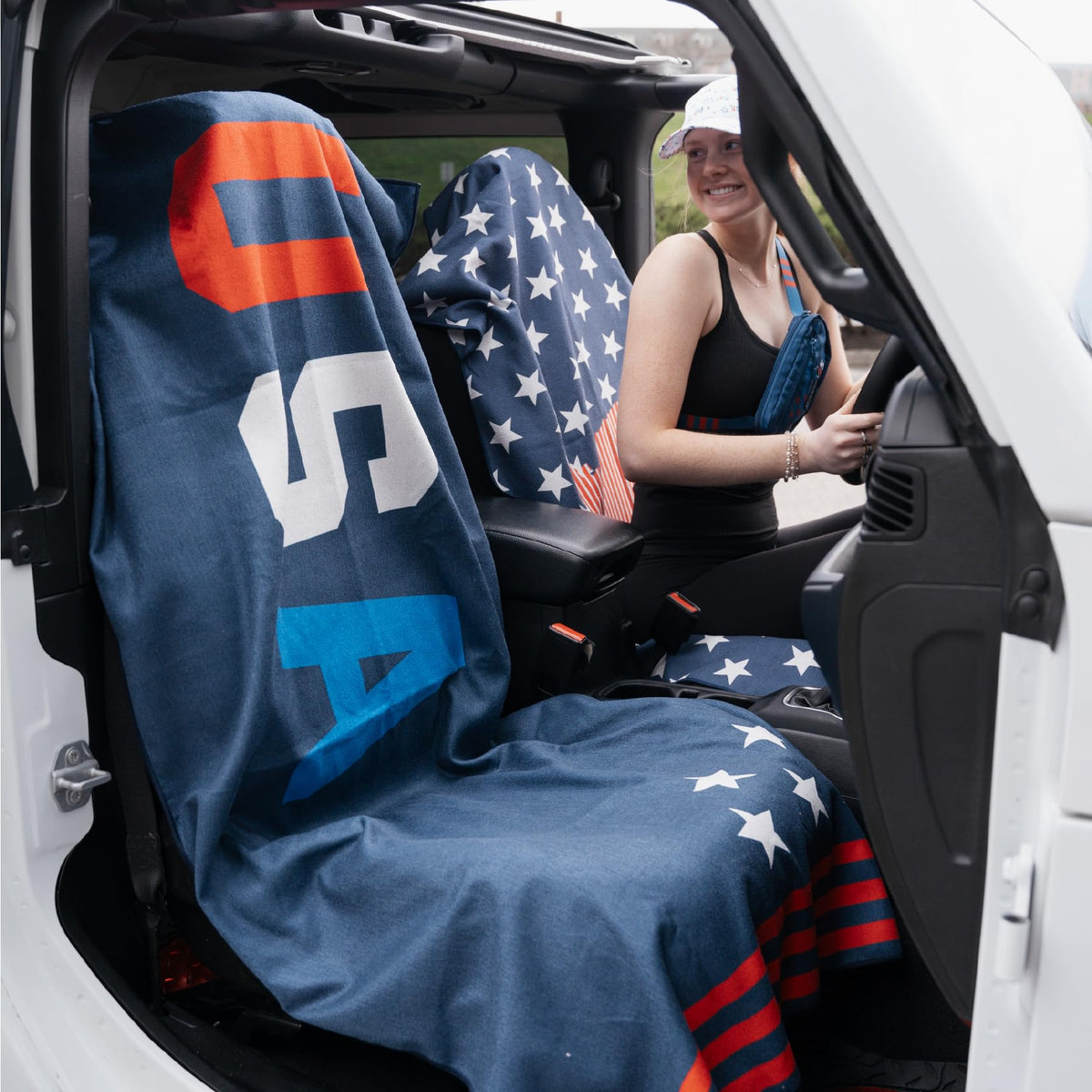 Sprints Prints Athletic Running Towel, Full-Sized, Car Seat Cover - Moisture Wicking (Midnight Mile)