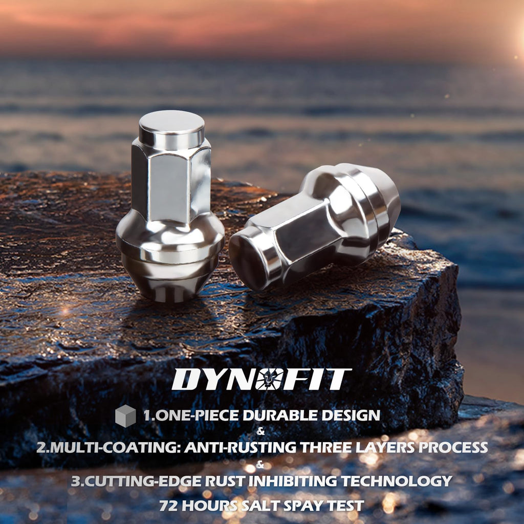 dynofit 24pcs 14x1.5 OEM/Stock Lug Nuts for 2015-2026 Expedition/F-150, M14-1.5 One-Piece Design Factory Chrome Wheel Lugnuts for Lincoln 2015-2026 Navigator, 21mm Hex Anti-Rusting Updated