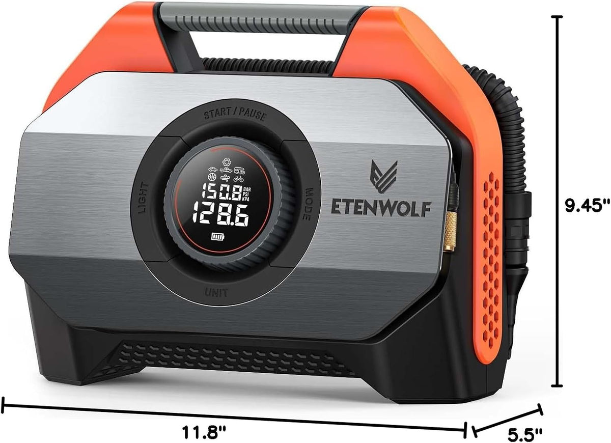 ETENWOLF VORTEX S6 Tire Inflator Portable Air Compressor, Cordless Air Pump