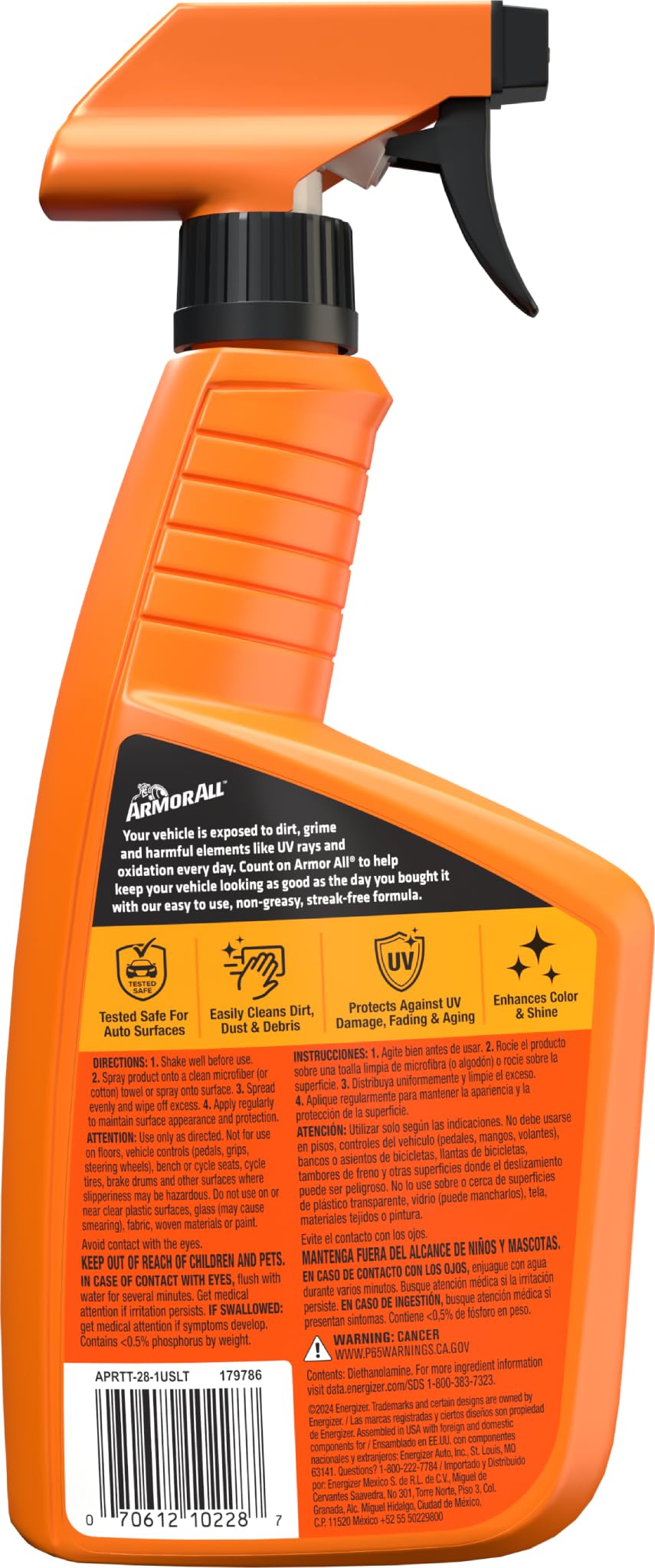 Armor All Streak-Free Original Protectant Spray, Car Interior Cleaner, 28oz
