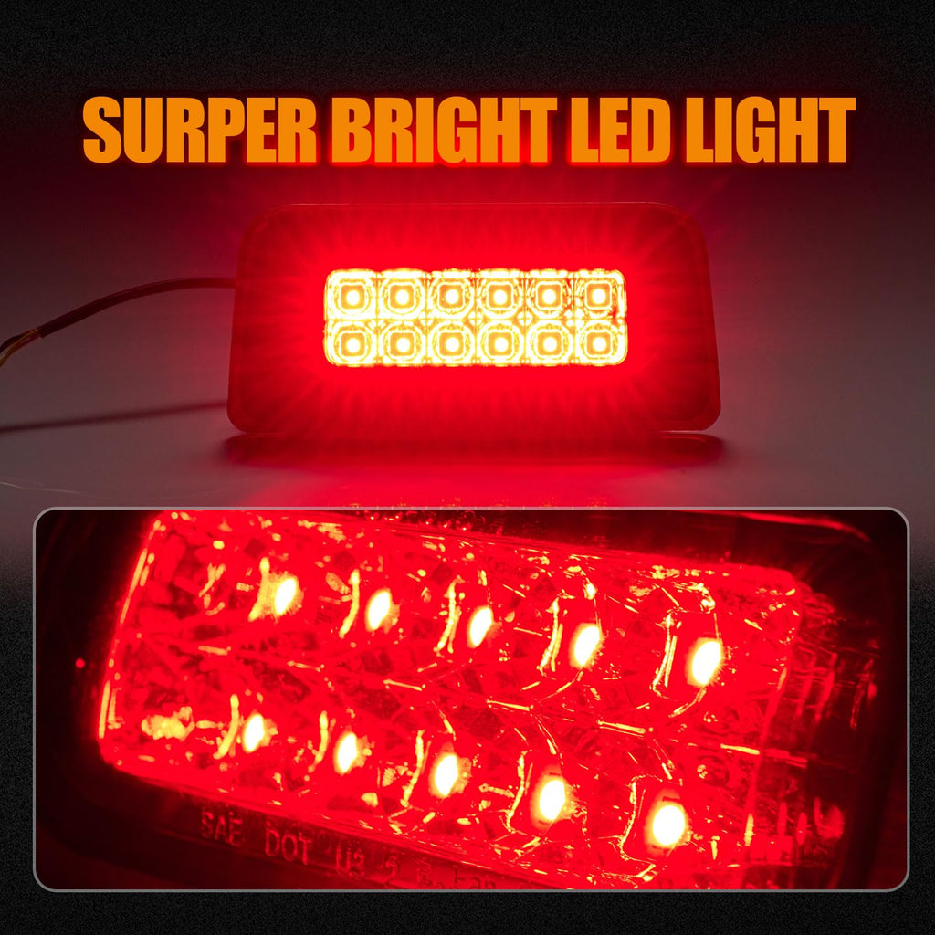 Third 3rd Brake Light, LED High Mount Stop Light for 2007-2013 Chevy Silverado/GMC Sierra 1500 2500HD 3500HD, Rear Center Cab Roof Tail Cargo Lamp, Red Lens